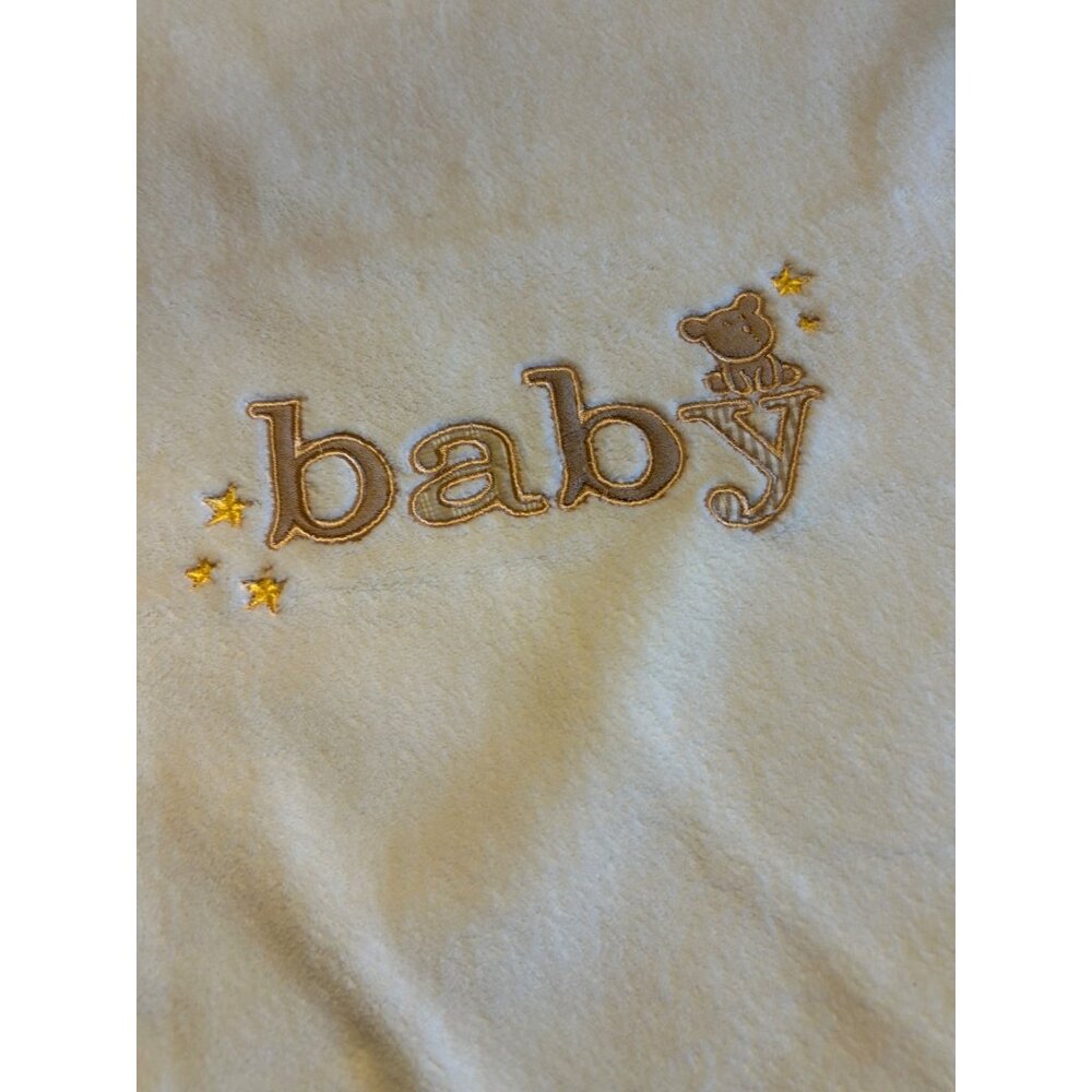 Carter's Cream Baby Blanket Bear Stars 30" x 40" Soft Satin Trim